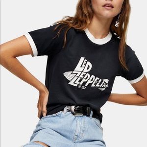 TOPSHOP And Finally Led Zeppelin Crop T-Shirt, L
